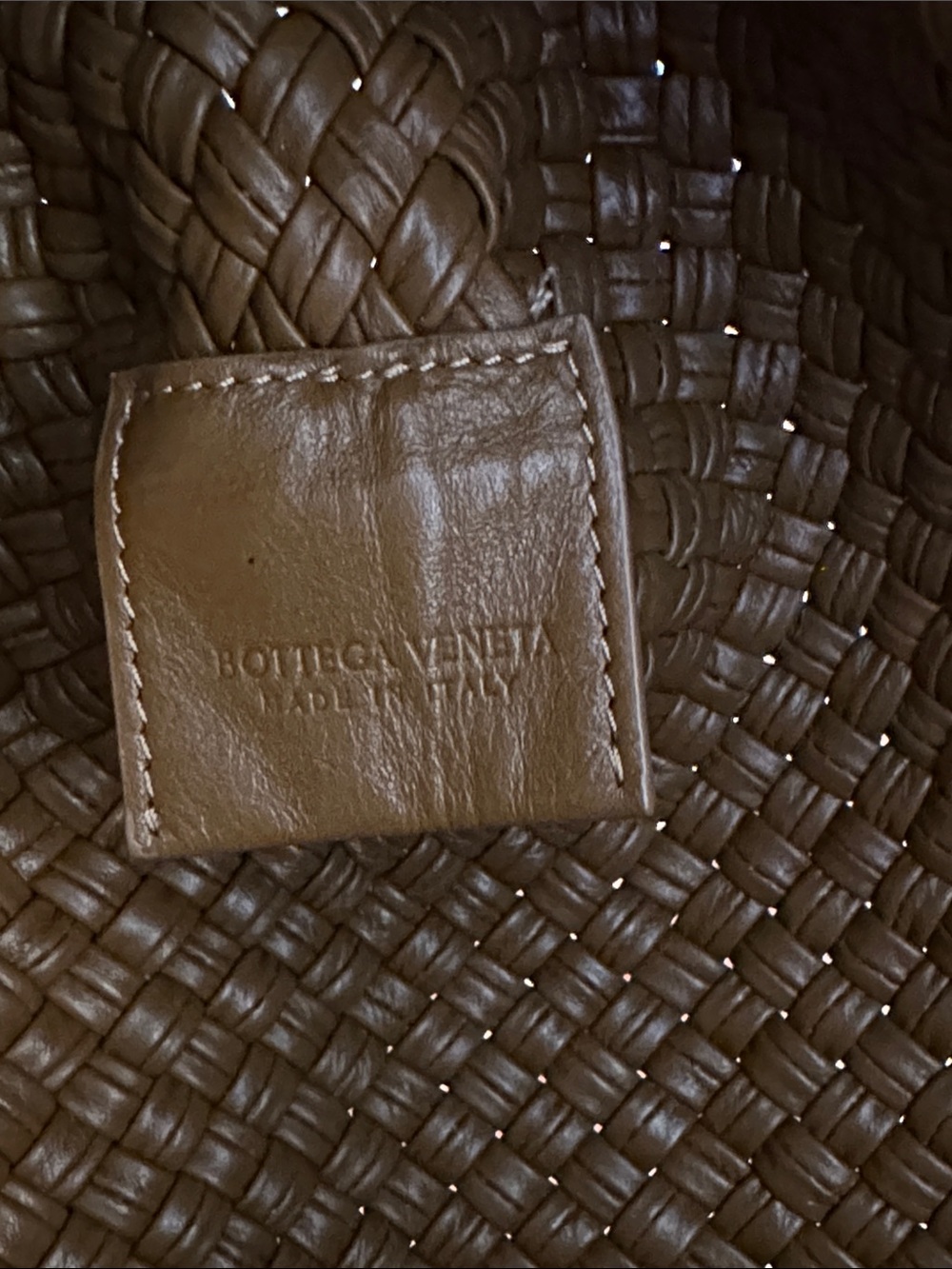 Bottega Veneta Tan Intrecciato Woven Shoulder Bag with Gold Button - Picture 6 of 8